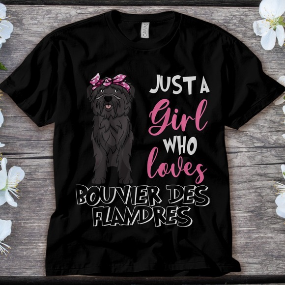 Bouvier Des Flandres Dog Just A Girl Loves Bouvier Des Flandres Unisex T-shirt - Picture 1 of 2